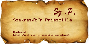 Szekretár Priszcilla névjegykártya